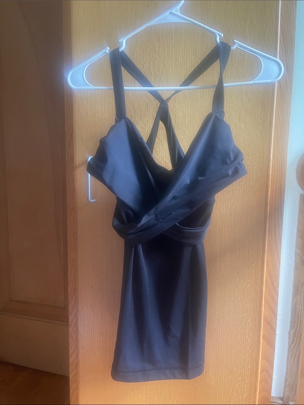 Black Strappy Cross-Back Tank Top